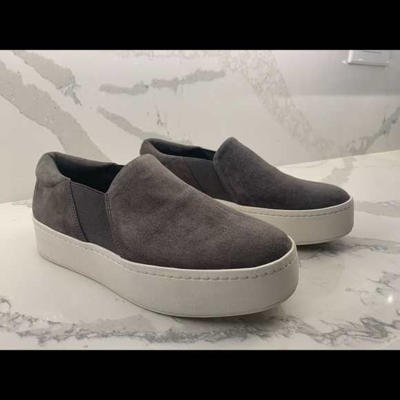 Vince Warren Slip-on Platform Grey Suede Sneaker - Picture 1 of 14